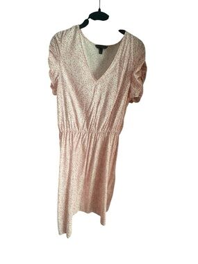 Banana Republic Light Pink Floral V-Neck Dress -Medium Tall